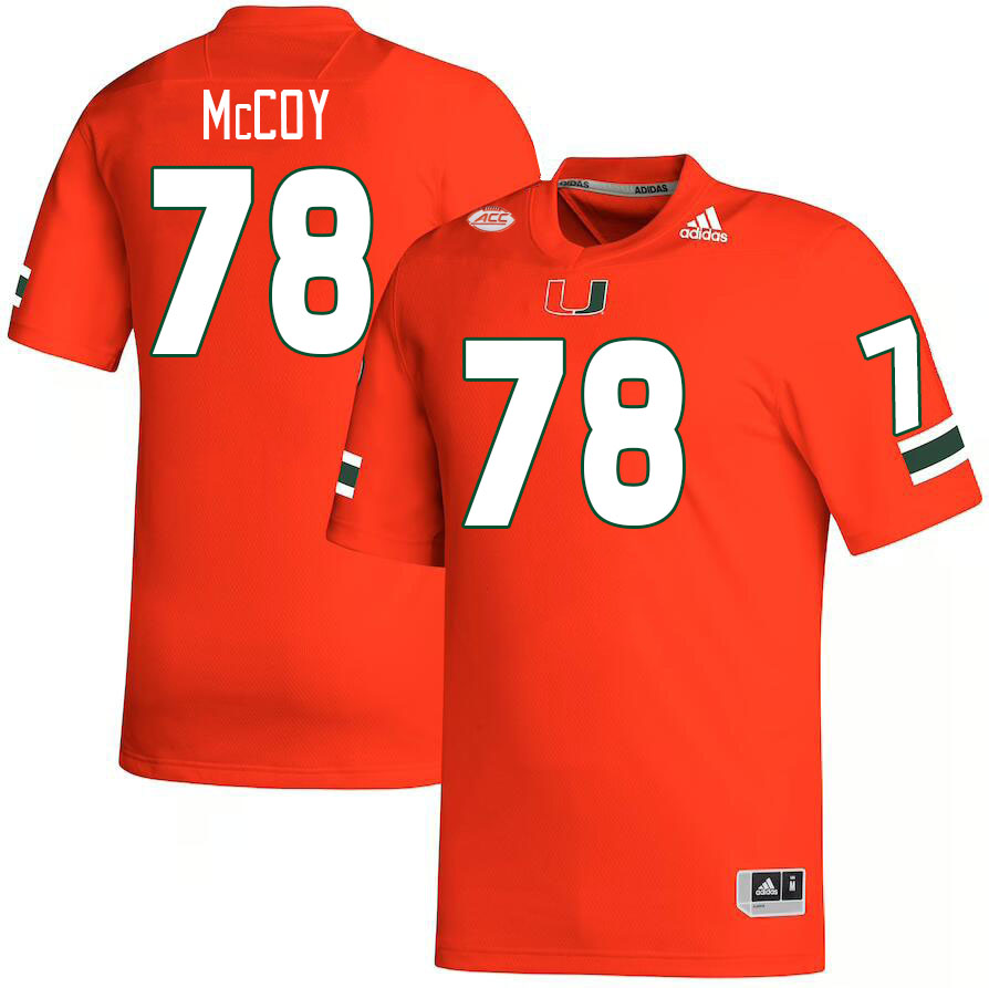 Men #78 Matthew McCoy Miami Hurricanes College Football Jerseys Stitched-Orange - Click Image to Close